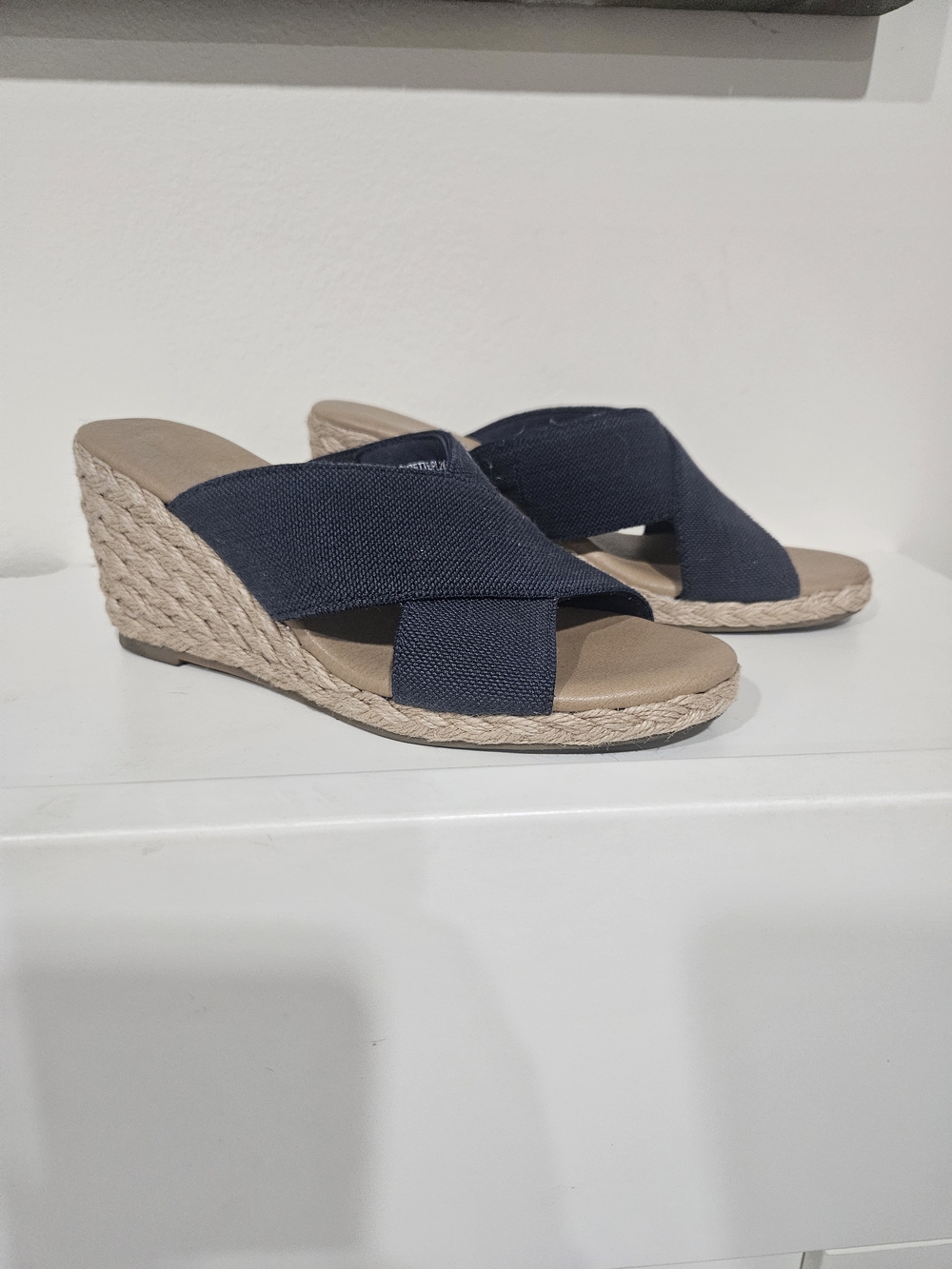 Tommy Bahama Navy Cross-Band Espadrille Wedge Sandals